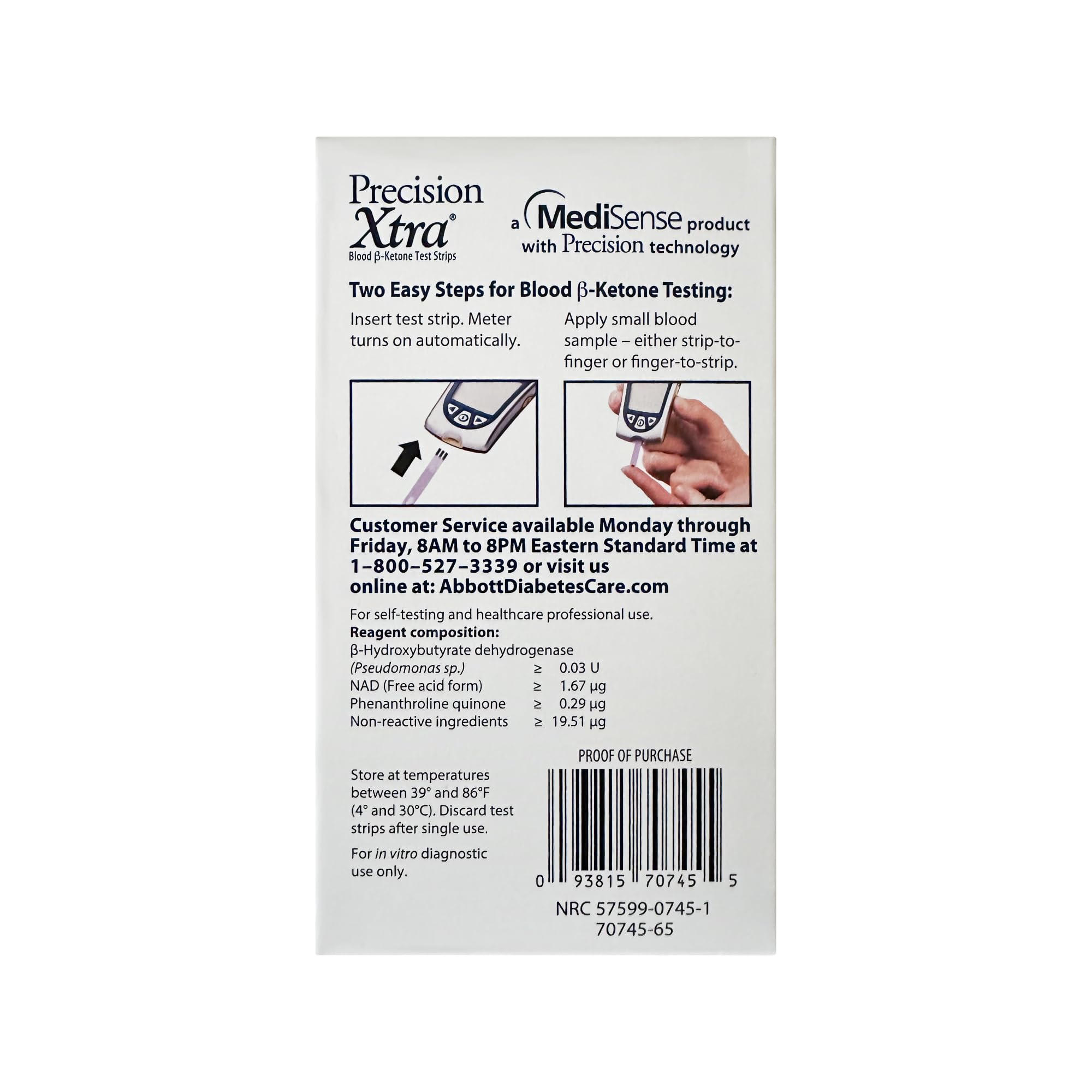 Precision Brand uso en mano con medidor Precision Xtra mostrando lectura rápida