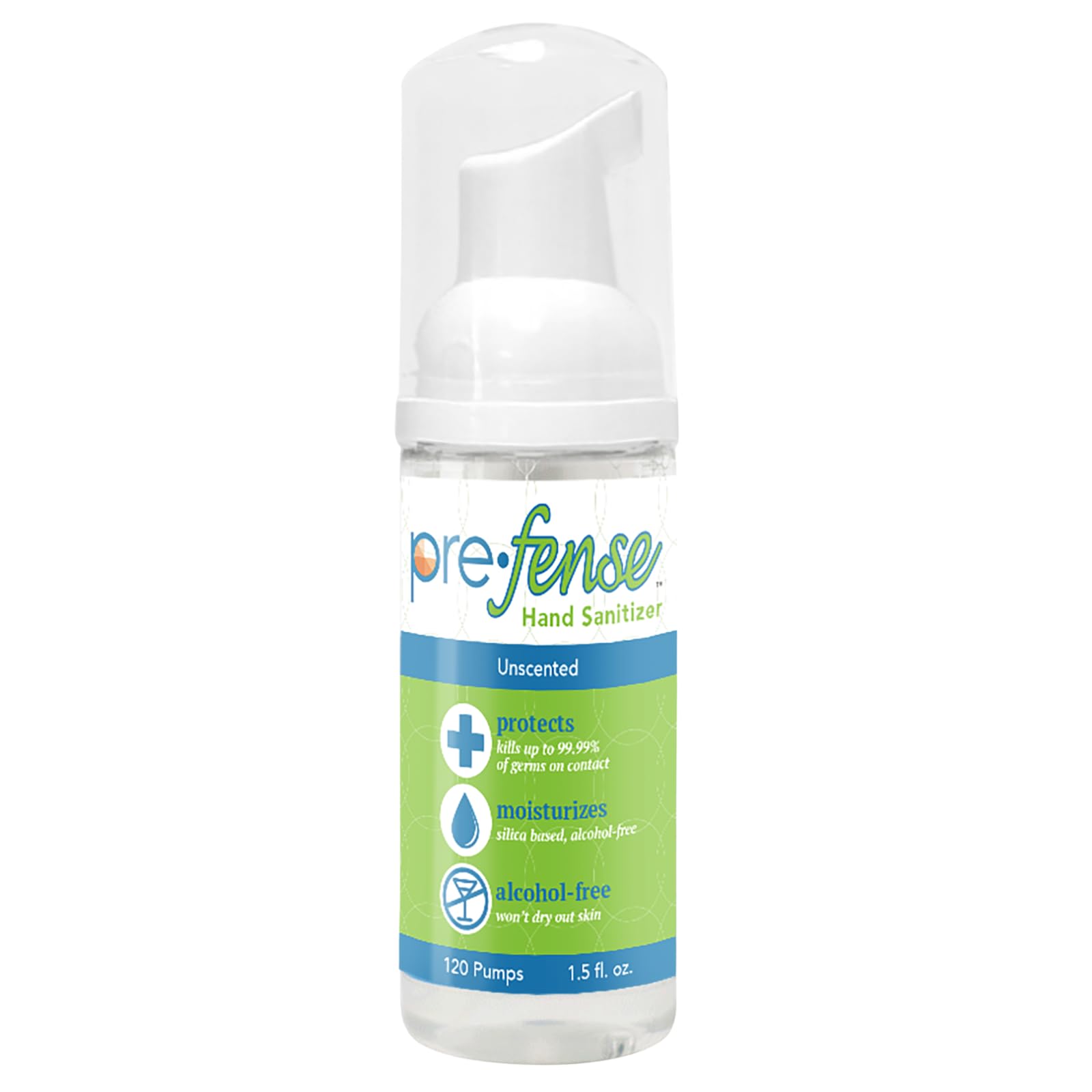 Prefense envase frontal de 1.5 oz mostrando diseño y portabilidad
