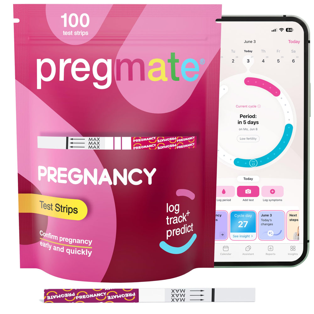 PREGMATE tira colocada en superficie limpia mostrando textura