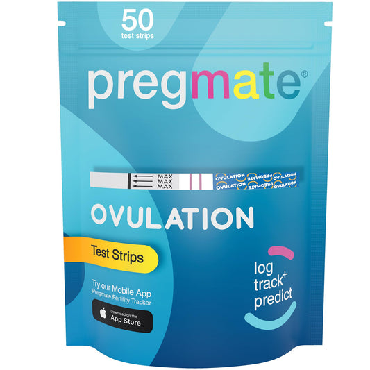 PREGMATE vista frontal del paquete de 50 tiras, conveniencia para seguimiento
