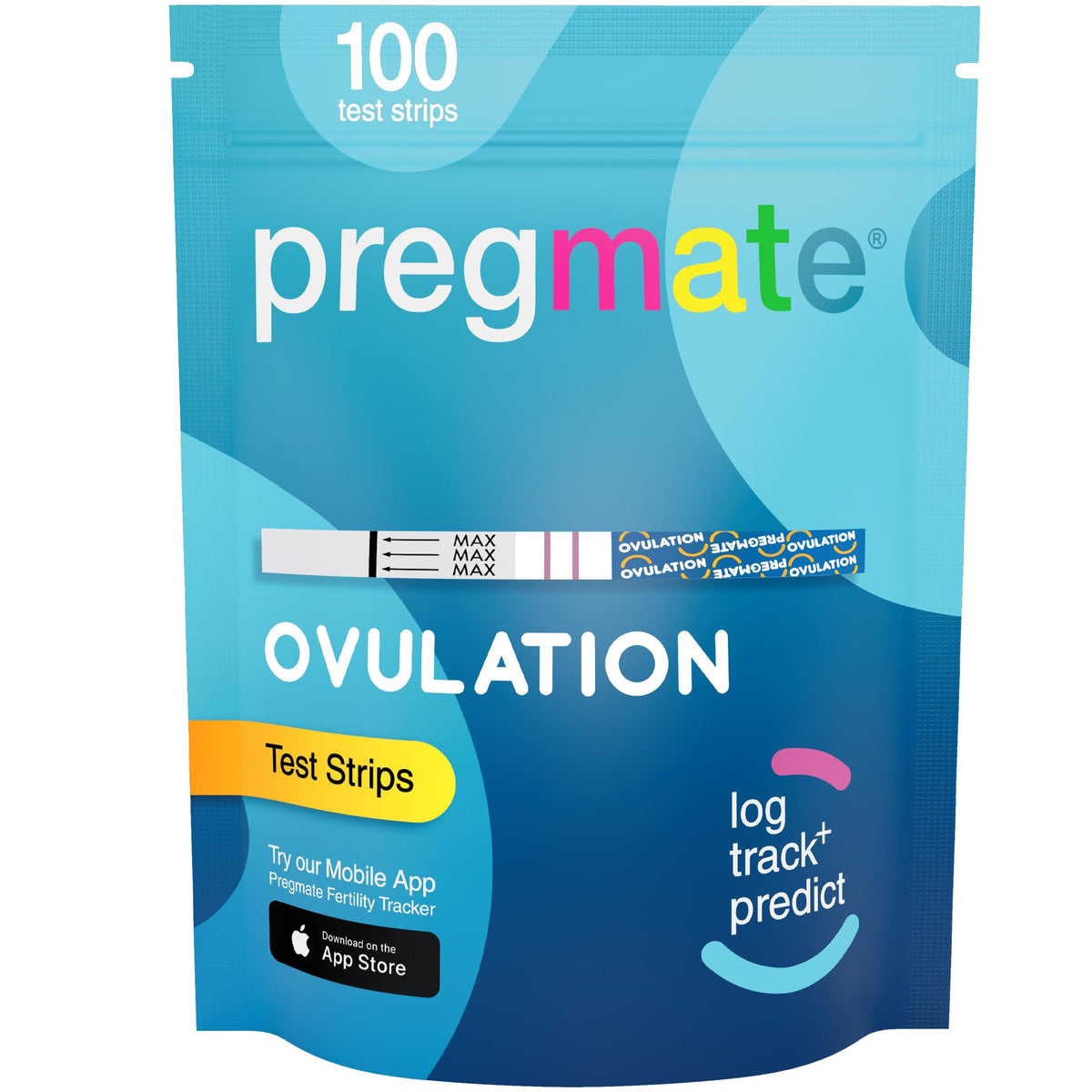 PREGMATE empaque frontal mostrando 100 tirillas y ahorro