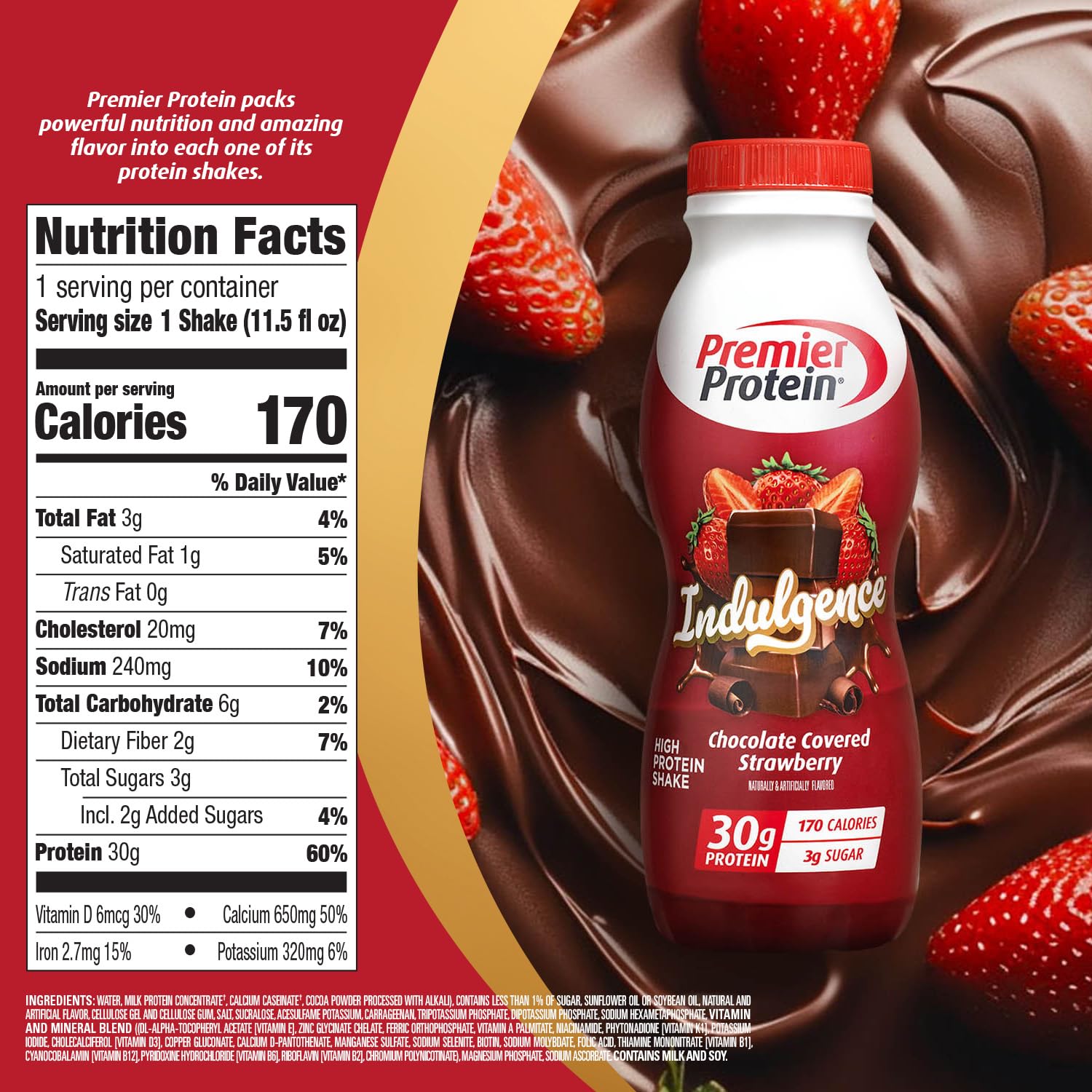 Premier Protein botella abierta lista para beber y rápida satisfacción