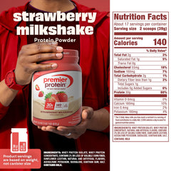 Premier Protein cuchara llena de polvo lista para preparar batido