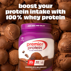 Premier Protein cuchara medidora sobre polvo, dosificación precisa y uso sencillo