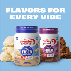 Premier Protein envase abierto junto a una regla para comparar tamaño