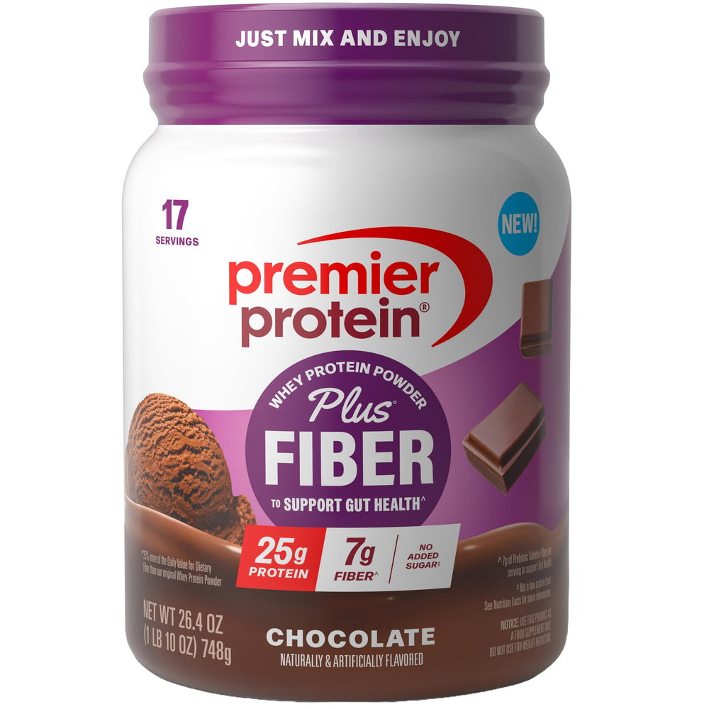 Premier Protein envase frontal chocolate mostrando información clave y conveniencia