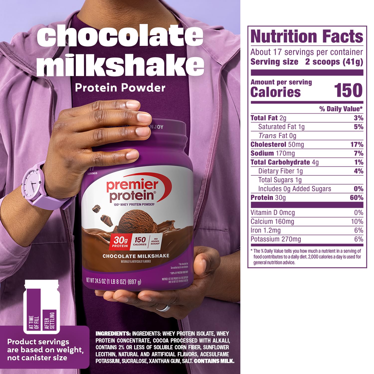 Premier Protein etiqueta nutricional y lista de ingredientes, transparencia y datos claros