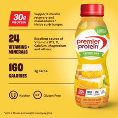 Premier Protein primer plano de textura cremosa y color cítrico atractivo