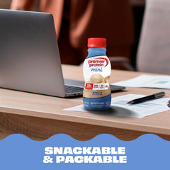 Premier Protein botella en mochila para consumo fuera de casa