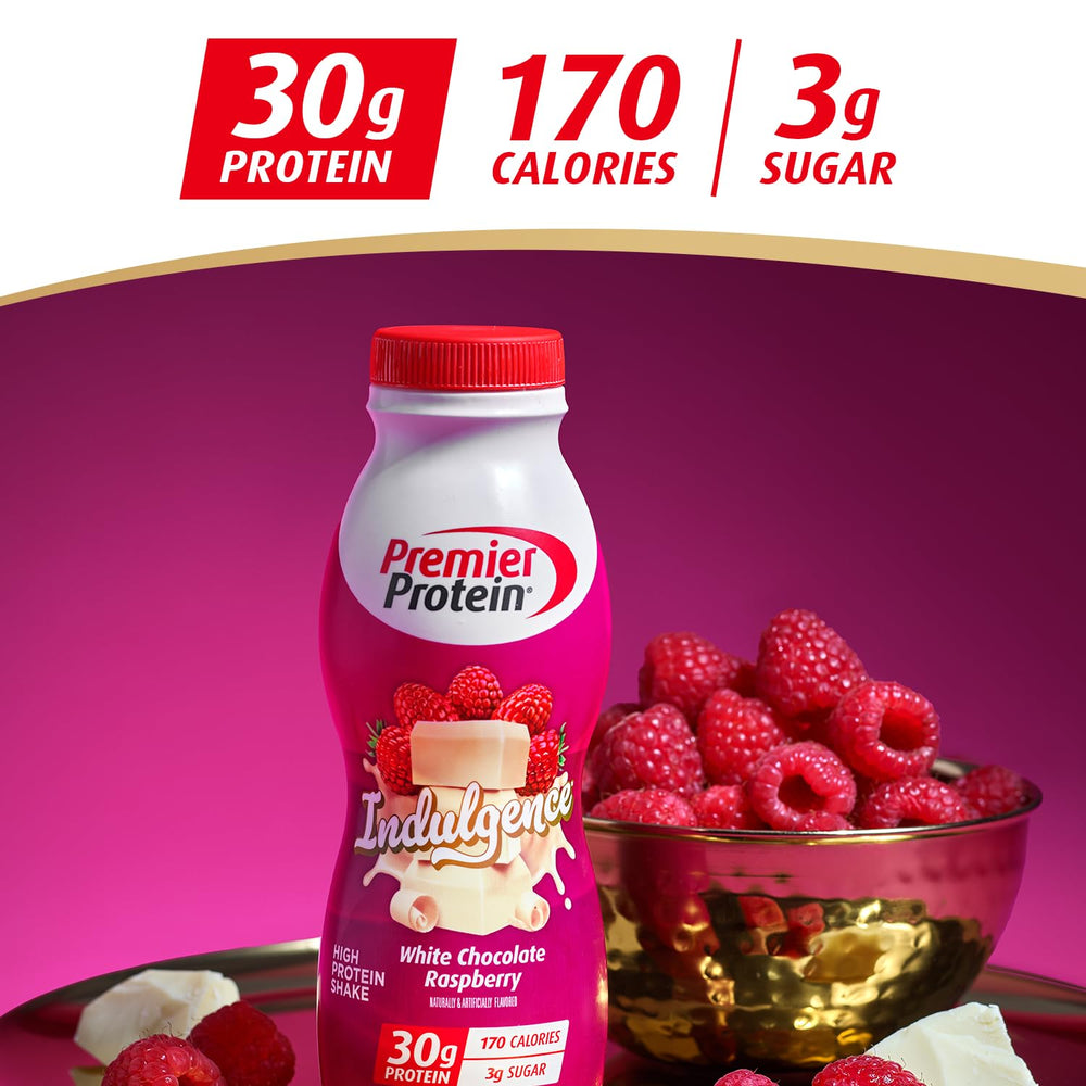 Premier Protein etiqueta nutricional destacando 30 g proteína y 3 g azúcar