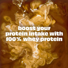Premier Protein bote junto a una taza para comparar tamaño y porciones