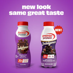 Premier Protein primer plano de textura cremosa que promete indulgencia y saciedad