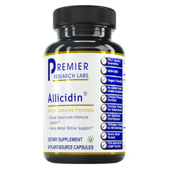 Premier Research Labs frasco de Allicidin 60 cápsulas, suplemento vegetal práctico