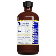 Premier Research Labs Max B-ND vista frontal con envase y etiqueta clara, conveniencia diaria