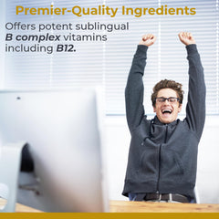 Gota sublingual de Max B-ND de Premier Research Labs aplicada, absorción práctica