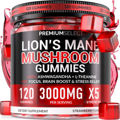 Premium Select Nutrition frasco frontal con gomitas y beneficio enfoque diario