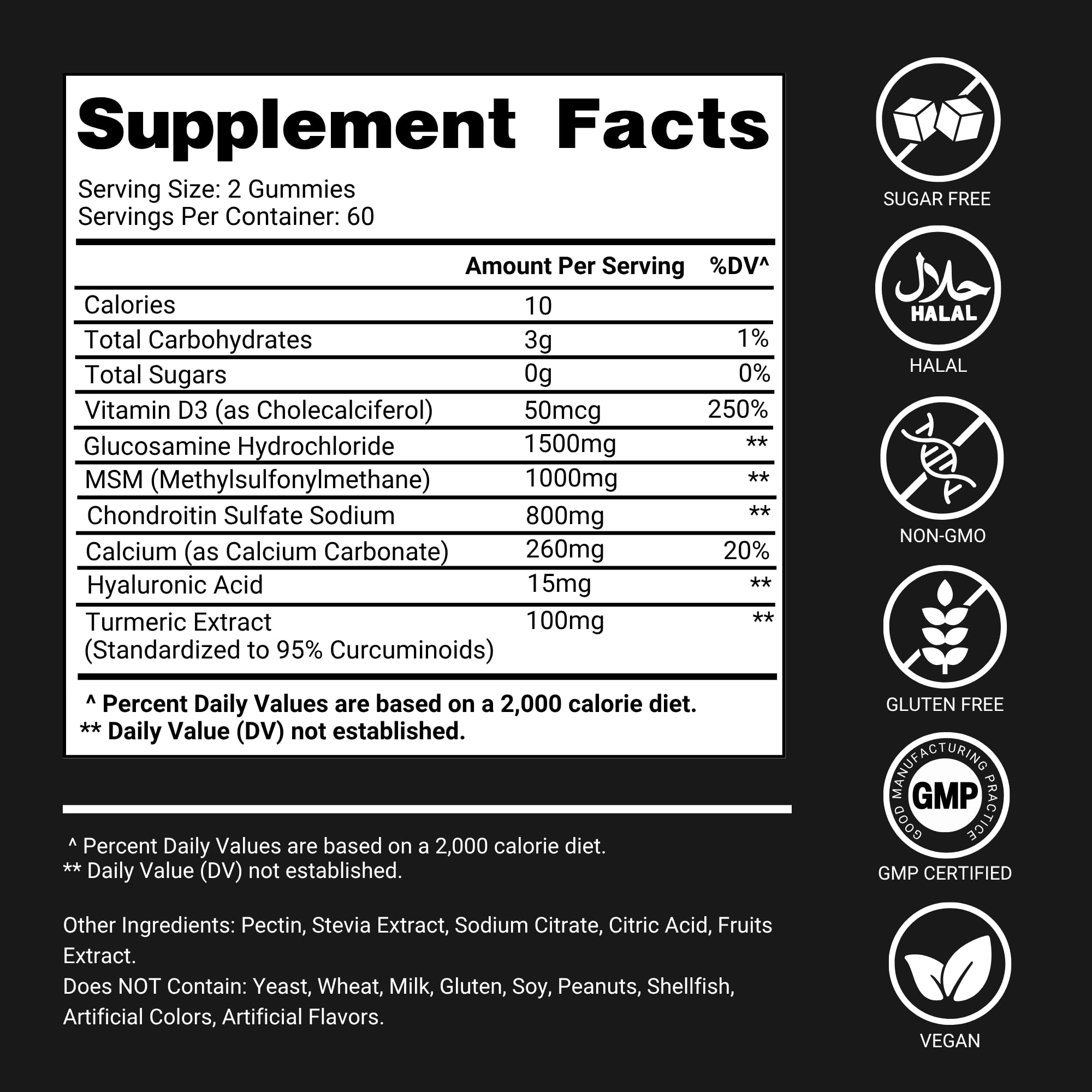 Premium Select Nutrition vista cercana de ingredientes como cúrcuma y MSM para apoyo