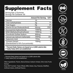 Premium Select Nutrition vista cercana de ingredientes como cúrcuma y MSM para apoyo