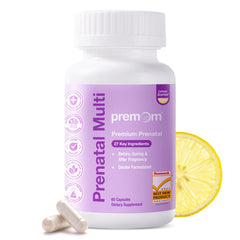 Premom presentación frontal mostrando envase y beneficio multivitamínico