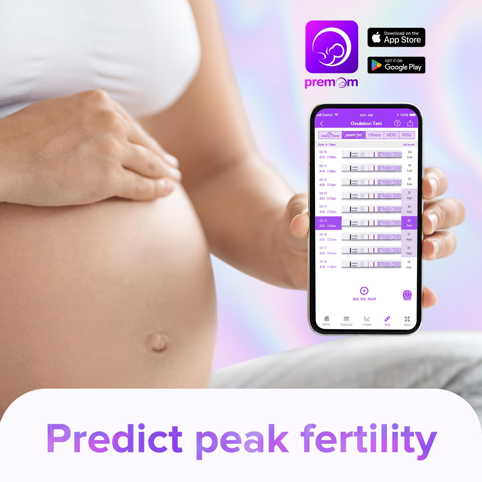 Premom primer plano de la tira resaltando lectura clara y confiable