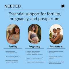 Prenatal Multi etiqueta con lista de nutrientes clave para confianza informada