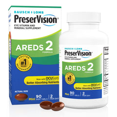 PreserVision AREDS 2 vista frontal del empaque que identifica la fórmula estudiada