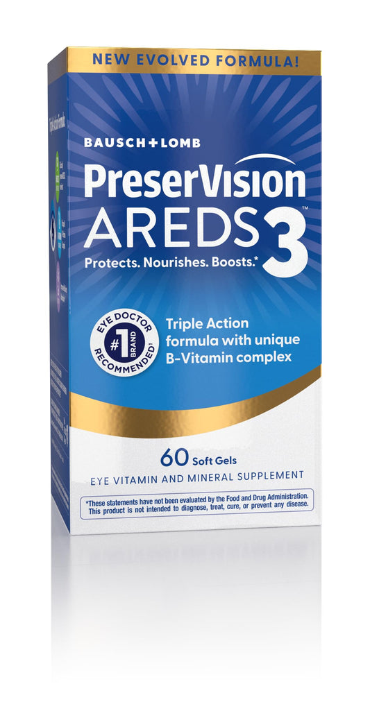 PreserVision AREDS3 frontal del producto mostrando envase y marca, claridad visual
