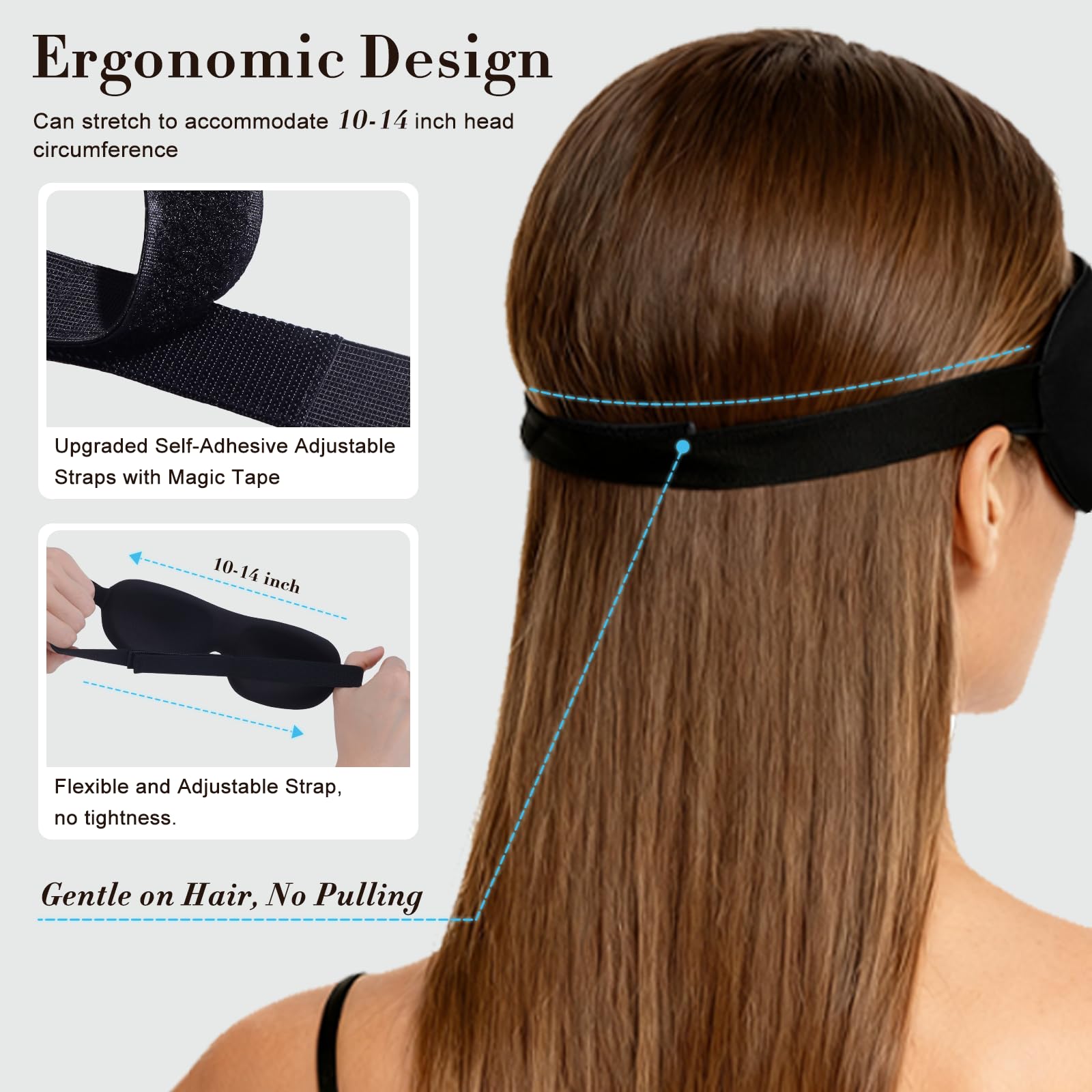 PrettyCare correa ajustable mostrando extensión segura sin tirar cabello
