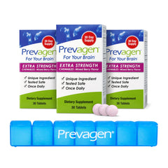 Prevagen frente del empaque mostrando frascos y marca para identificar el producto