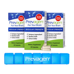 Prevagen frente del empaque mostrando la marca y beneficios visibles