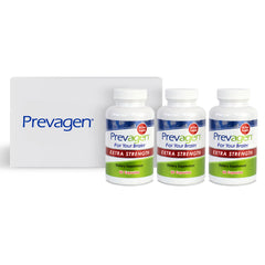 Prevagen frente del empaque mostrando la marca y beneficio claro