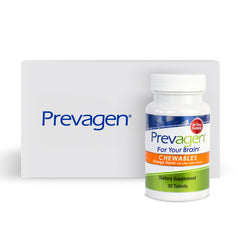 Prevagen vista frontal de la caja mostrando el diseño y facilidad de almacenamiento