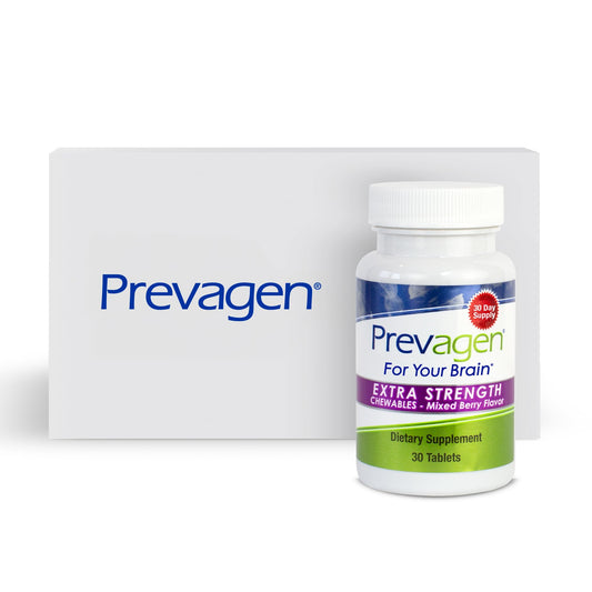 Prevagen frontal del empaque mostrando el diseño y la caja ligera para almacenamiento
