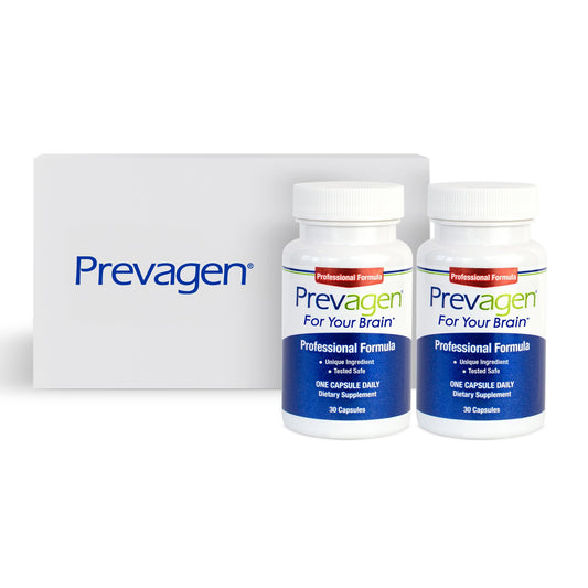 Prevagen pack frontal 2 pack mostrando cajas y frascos, facilidad de almacenamiento