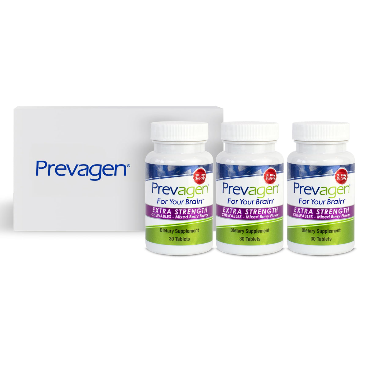 Prevagen vista frontal del estuche, presentación protectora y portátil