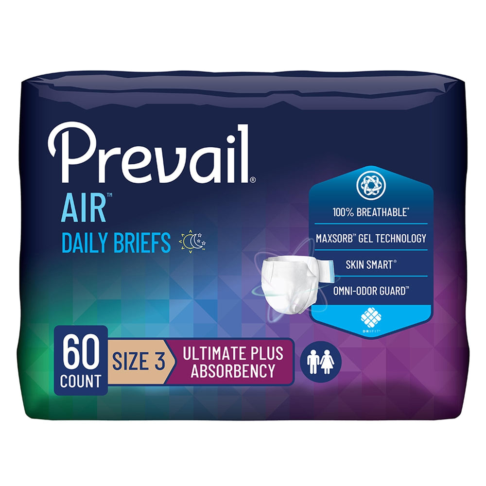 Prevail paquete frontal mostrando diseño y cantidad, protección confiable