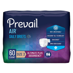 Prevail paquete frontal mostrando diseño y cantidad, protección confiable