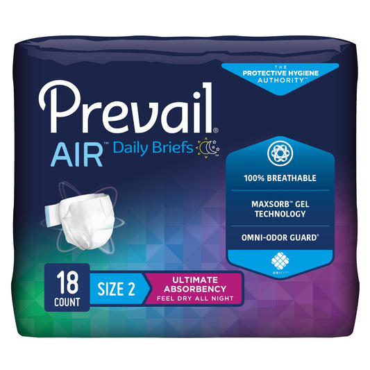 Prevail Breezers paquete frontal mostrando diseño y cantidad para almacenamiento confiable