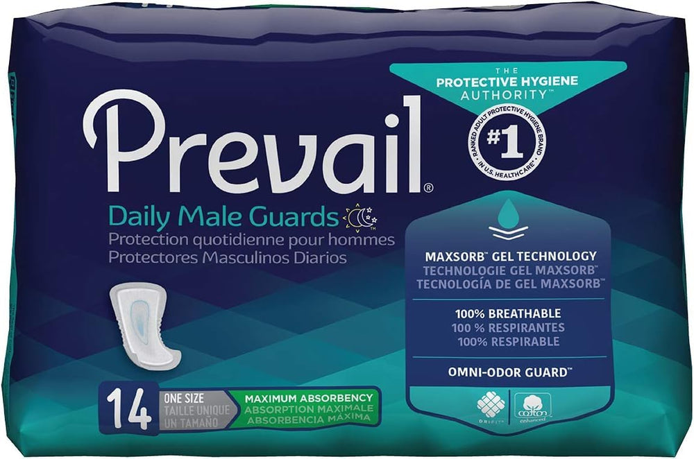 Prevail embalaje frontal mostrando 14 unidades y diseño claro para transporte fácil