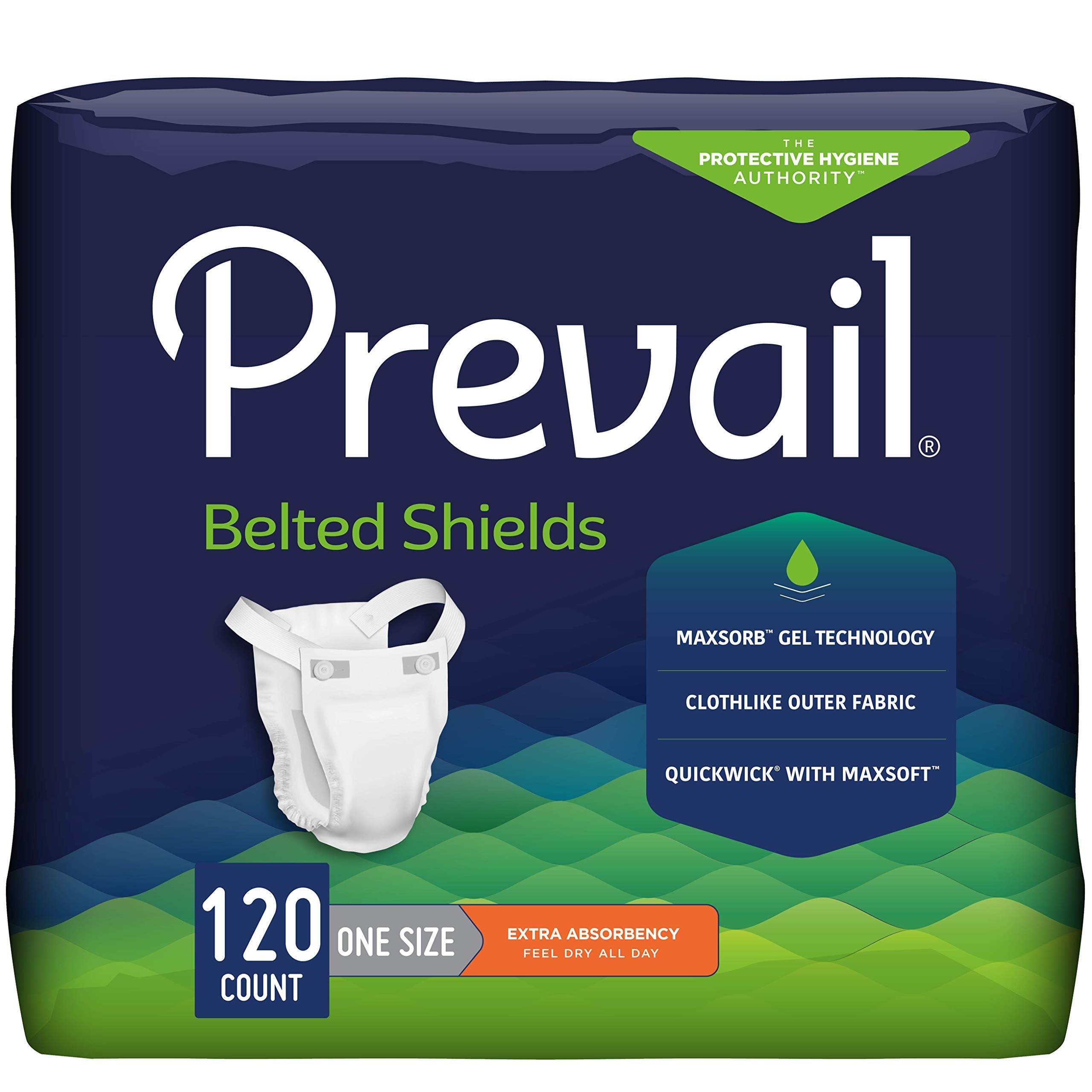 Prevail frente del paquete mostrando cantidad y marca para identificar producto
