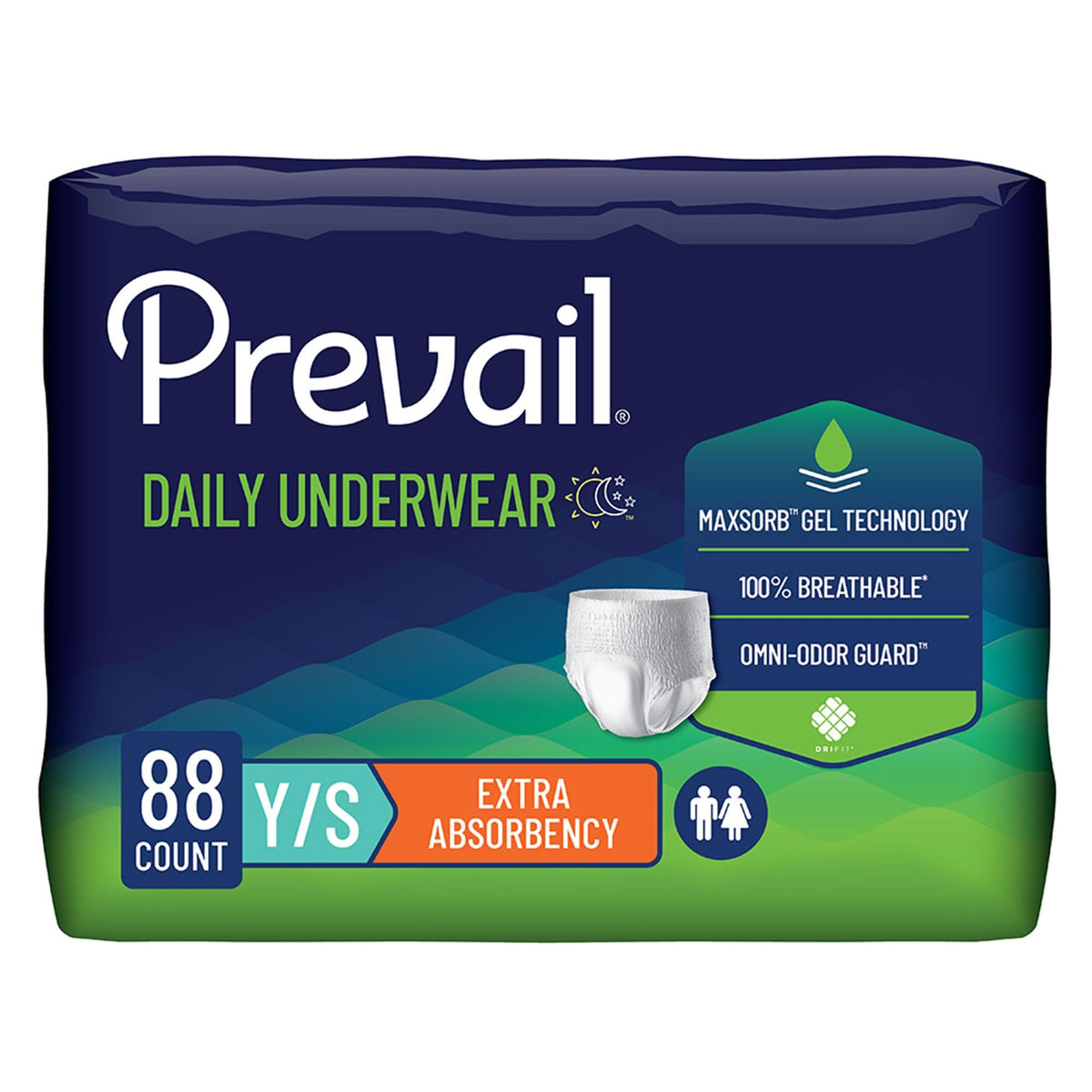 Prevail frente del paquete mostrando cantidad y formato para fácil identificación y confianza