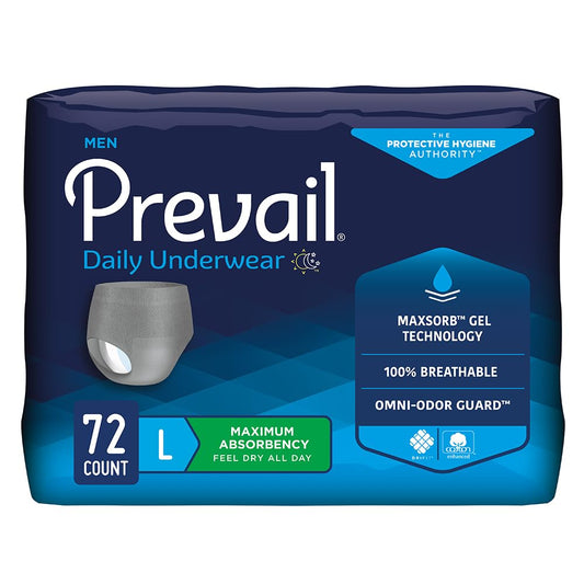 Prevail frontal del empaque con 72 unidades y ventaja de stock prolongado