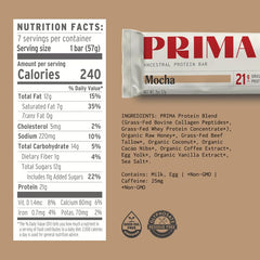Prima Ancestral Protein Bar etiqueta con lista de ingredientes reales y limpias