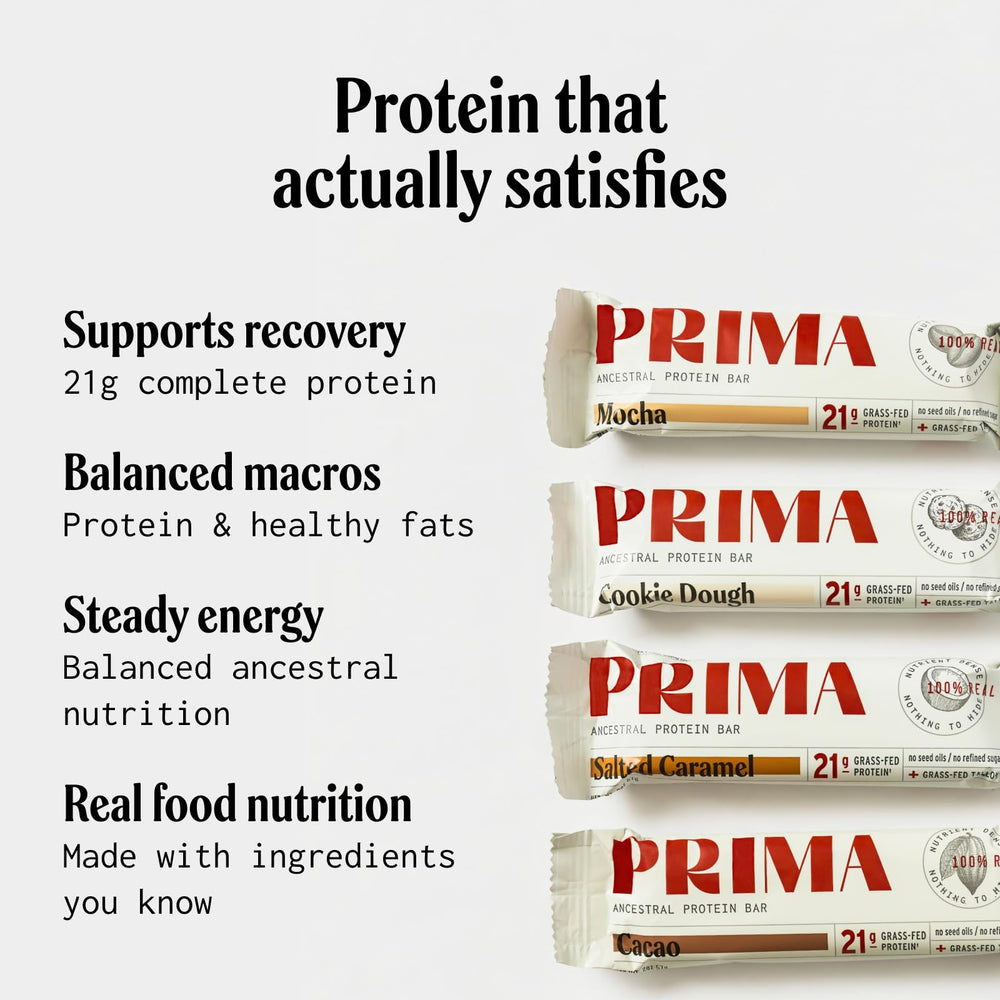 PRIMA Ancestral etiqueta nutricional visible, facilita ver macros y proteínas