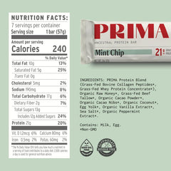 Ingredientes PRIMA Mint Chip en mesa resaltando miel cruda y origen grass fed