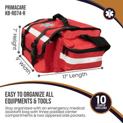 Primacare bolsa en uso por rescatista, transporte cómodo y accesible
