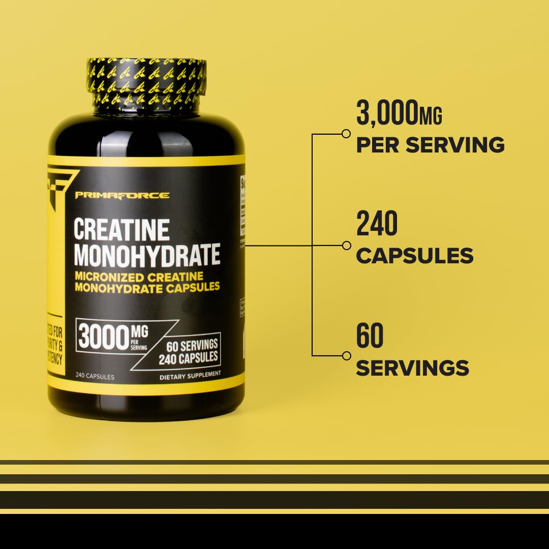 Primaforce Creatine Monohidrato cápsulas para uso diario en rutinas de alto rendimiento