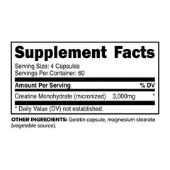 Primaforce Creatine Monohidrato cápsulas, porción diaria para rendimiento constante