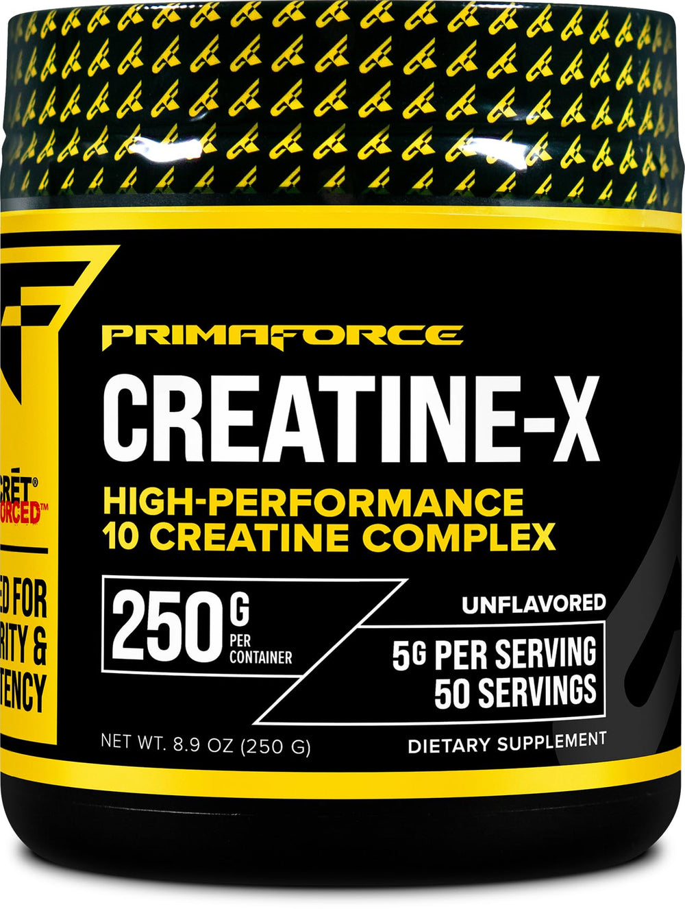 Primaforce Creatine-X, bote-250g, pensado para rendimiento sostenido en entrenamientos intensos.
