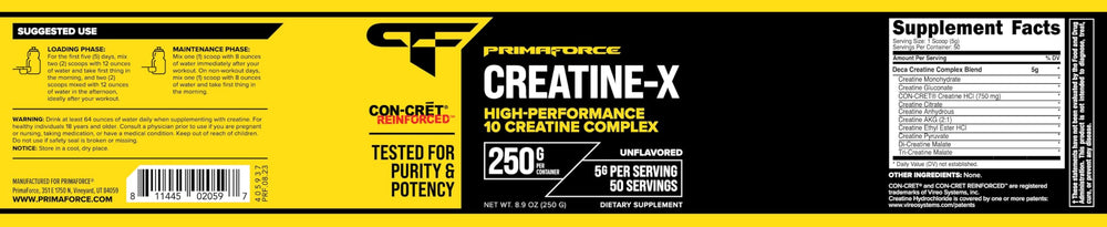 Primaforce Creatine-X, preparación-agua, lista para usar y mantener energía durante la rutina.